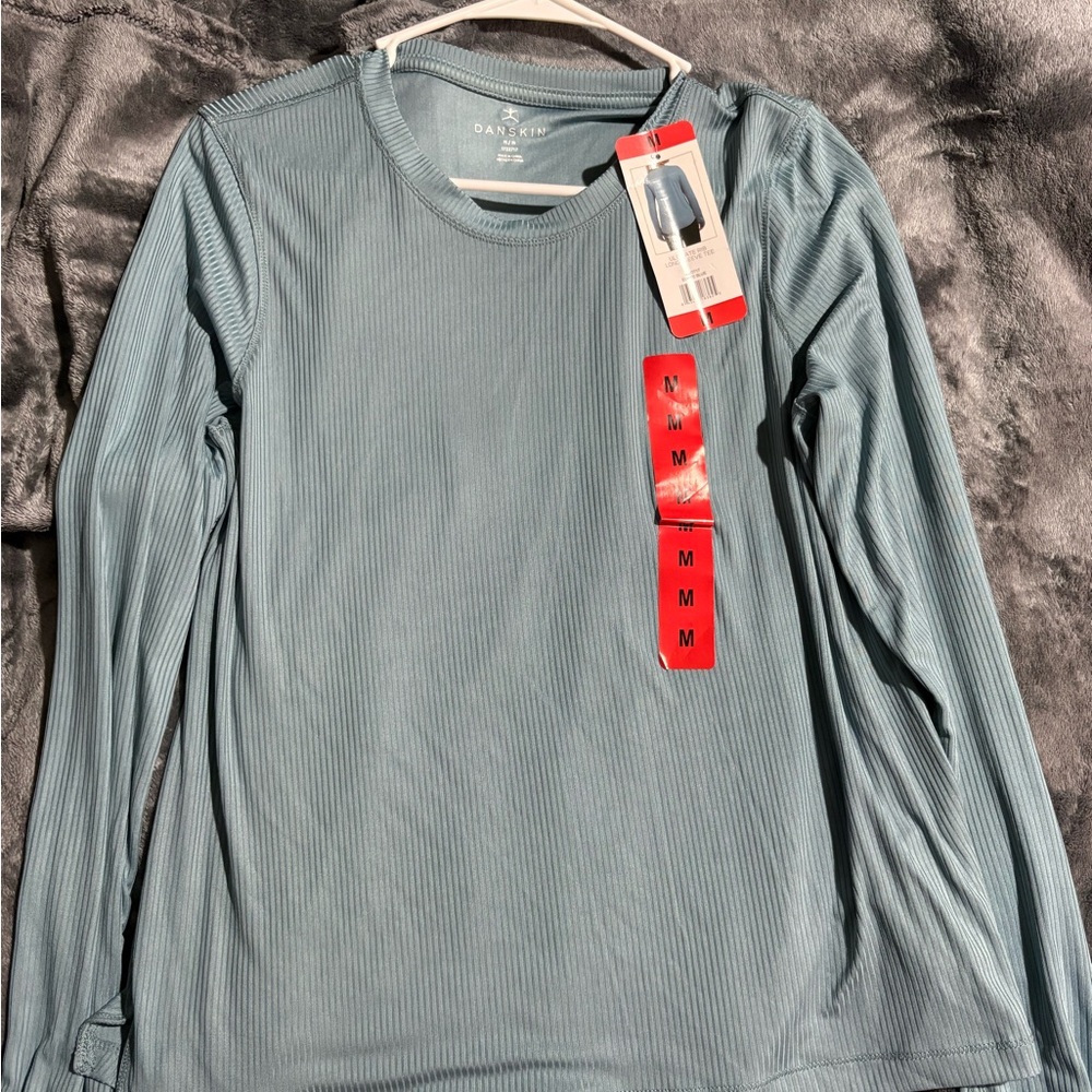 Danskin Ribbed Long Sleeve Top - Smoke Blue Greenish